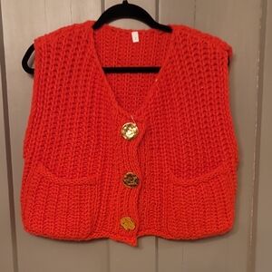 Knitted Vest With Gold Buttons